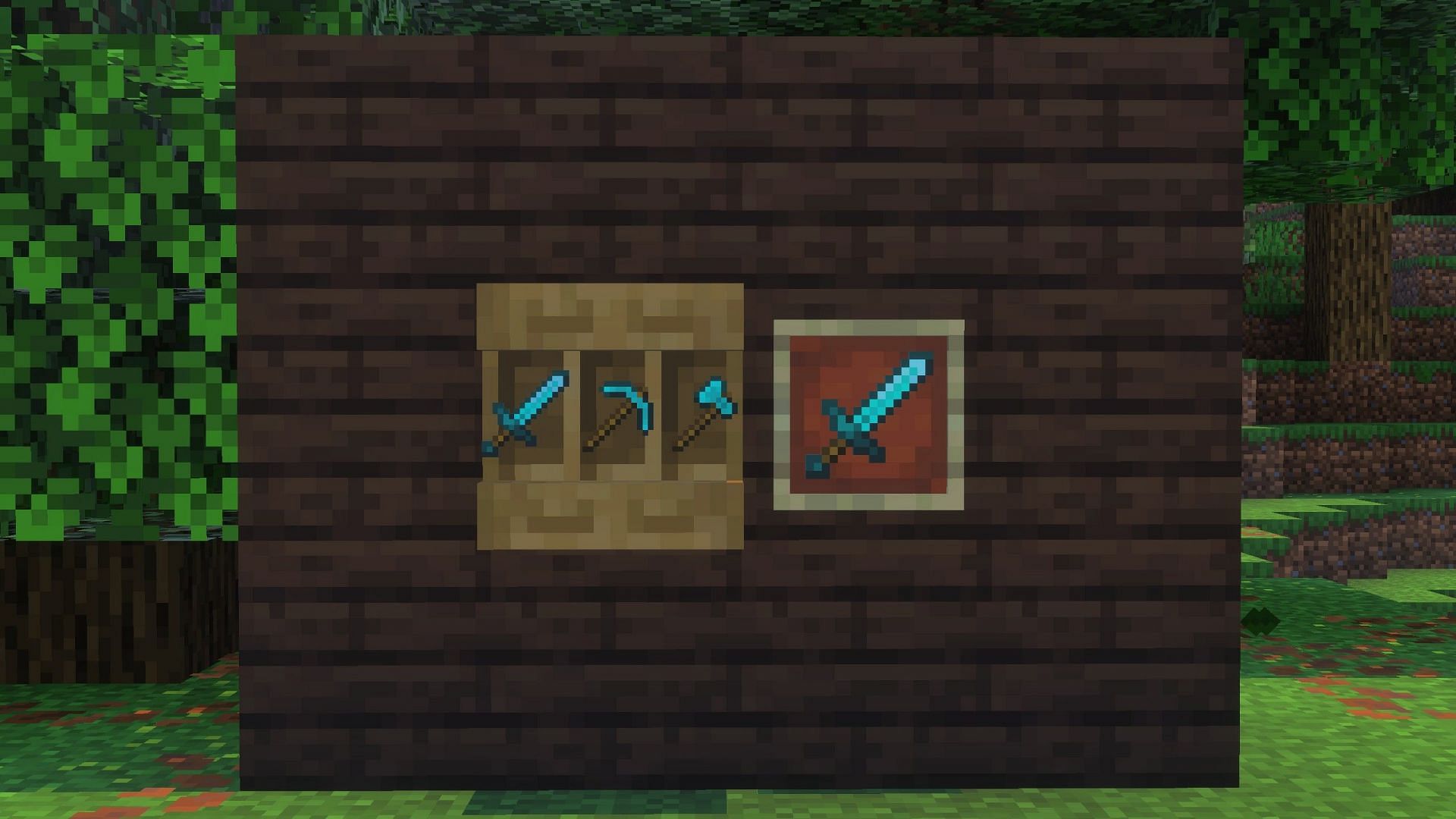 Shelves can reduce the use of item frames in the game (Image via Sportskeeda Gaming || Mojang Studios)